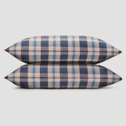 Best Atlantic Dallington Plaid Linen Blend Pillowcase (Pair) Linen Bedding|Pillowcases