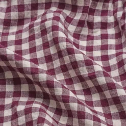 Clearance Berry Gingham 100% Linen Flat Sheet Gingham Bedding|Linen Bedding