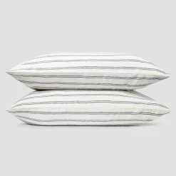 Sale Linen Blend Pillowcase (Pair) Striped Bedding|Linen Bedding
