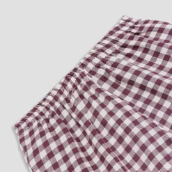 Hot Men's Berry Gingham Pajama Pants Linen Pajamas|Gingham Pajamas