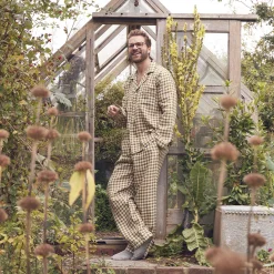 Sale Men's Linen Pajama Set Linen Pajamas|Gingham Pajamas