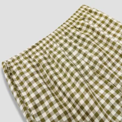 Outlet Men's Botanical Green Gingham Linen Pajama Pants Linen Pajamas|Gingham Pajamas
