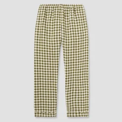 Outlet Men's Botanical Green Gingham Linen Pajama Pants Linen Pajamas|Gingham Pajamas