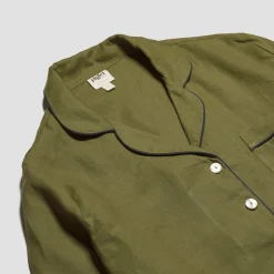 Moss Plain Linen Pajama Shorts Set Women Pajama Sets|Linen Pajamas