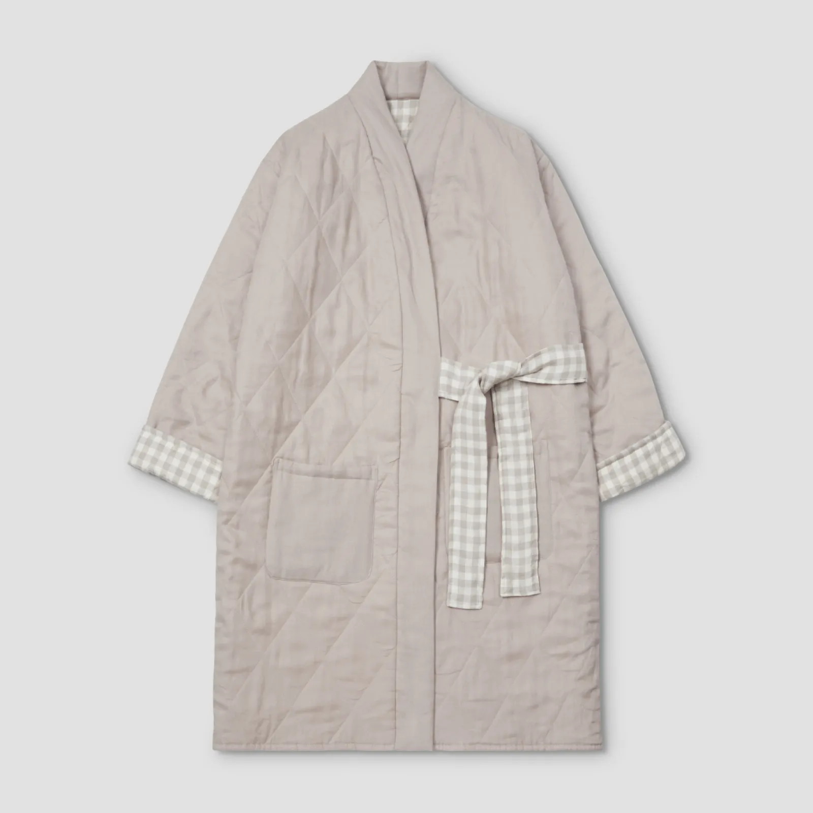 Mushroom Gingham Linen Housecoat Women Linen Pajamas|Linen Pajamas
