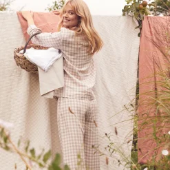 Sale Pajama pants Women Linen Pajamas|Gingham Pajamas