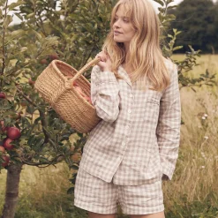 Online Pajama Shorts Women Linen Pajamas|Gingham Pajamas