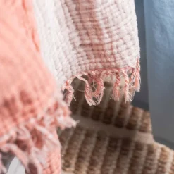Discount Pink Clay & Birch Textured Cotton Throw Blankets & Throws|Blankets & Throws
