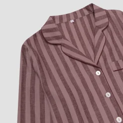 Clearance Port Woodrose Striped Linen Tencel Men's Pajama Shirt Linen Pajamas