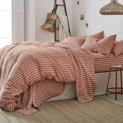 Best Linen Blend Duvet Cover Striped Bedding|Linen Bedding