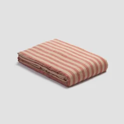 Sandstone Red Stripe 100% Linen Duvet Cover Striped Bedding|Linen Bedding