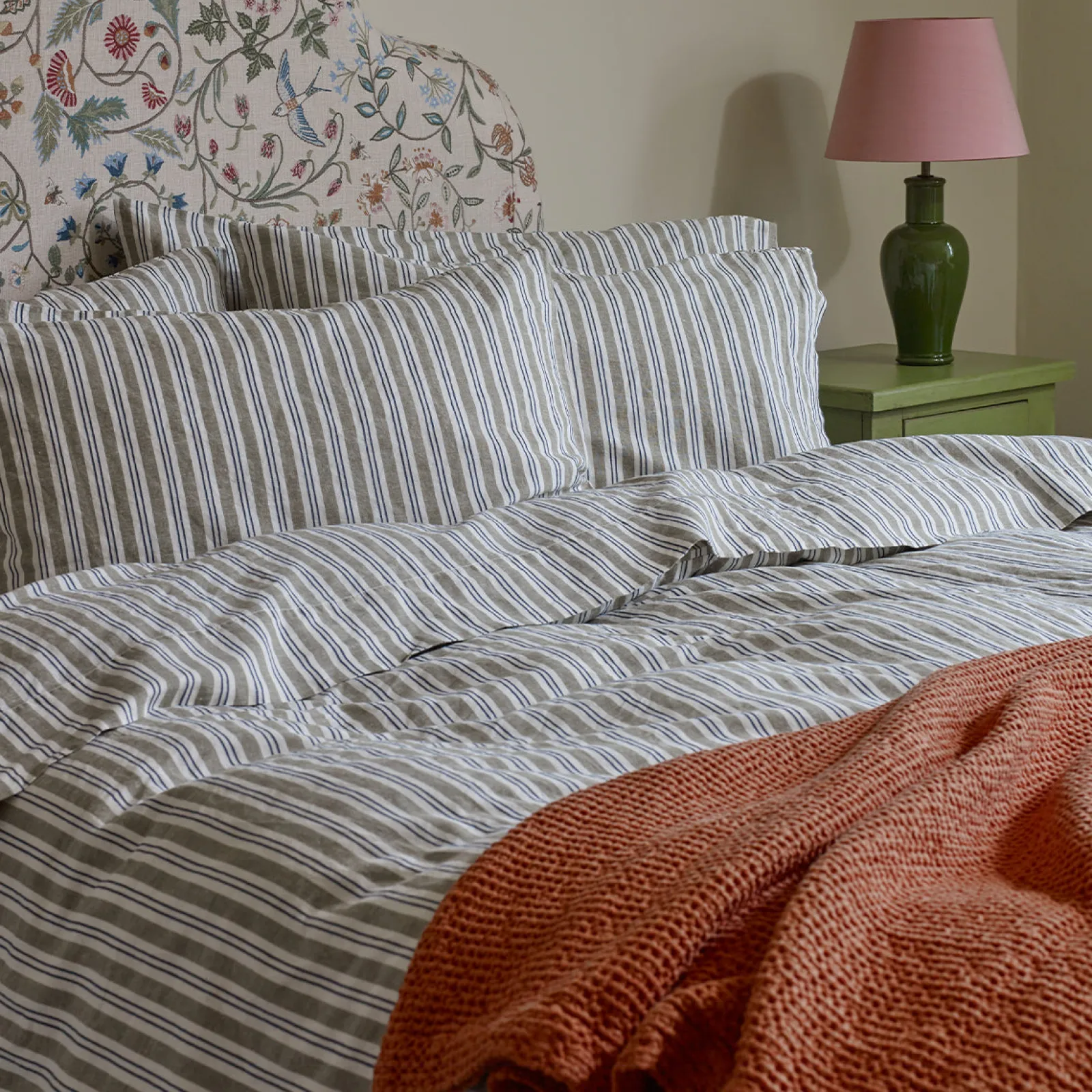 Best Linen Blend Pillowcases (Pair) Striped Bedding|Linen Bedding