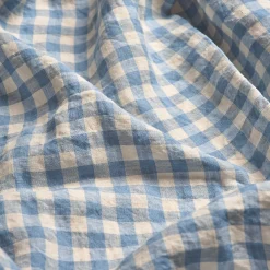Sale 100% Linen Flat Sheet Gingham Bedding|Linen Bedding