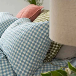 Discount 100% Linen Pillowcases (Pair) Gingham Bedding|Pillowcases