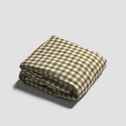 100% Linen Fitted Sheet Gingham Bedding|Linen Bedding